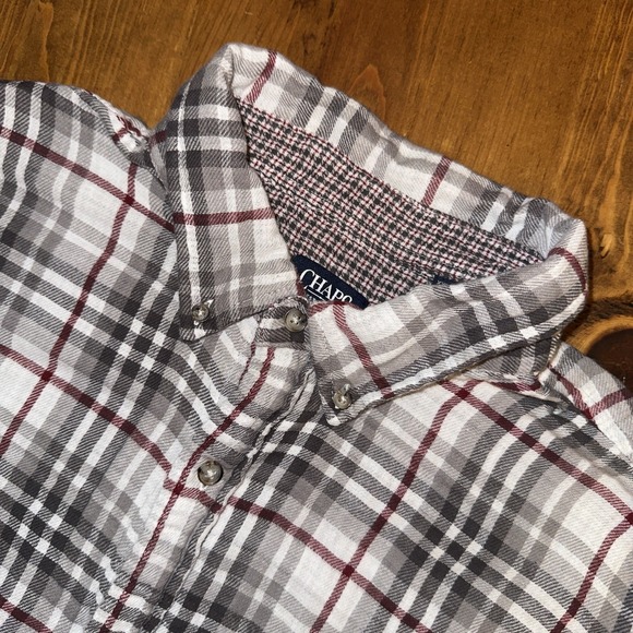 Chaps Flannel Shirt Mens XXL/TTG L/EEG Button Down Plaid Gray Red 2X - Picture 1 of 5